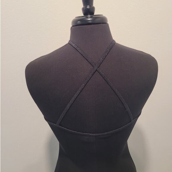 VTG 80s City Triangles Black Halter Mini Dress S/M Criss Cross Back USA GOTH GUC - Picture 4 of 11